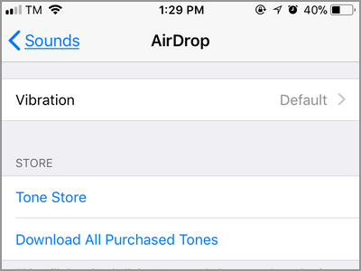 iPhone Settings Sounds Airdrop Notification Menu