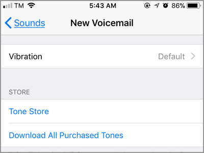 iPhone Settings Sounds New Voice Mail Notification Menu