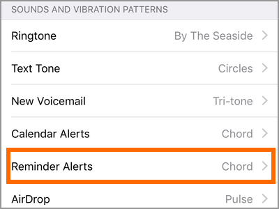 iPhone Settings Sounds Reminder Alerts