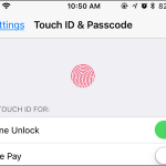 iPhone Settings Touch ID and Passcode Page