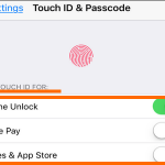 iPhone Settings Touch ID and Passcode Use Touch ID For