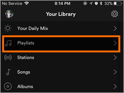 iPhone Spotify Your Library Playlists