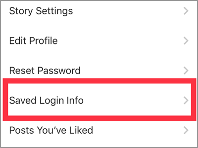 Instagram Saved Login Info