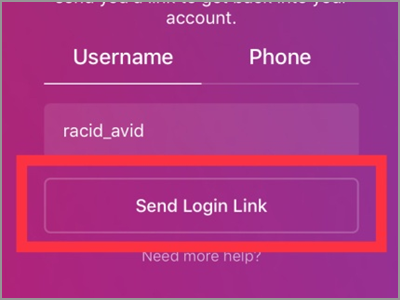 Instagram Send Login Link