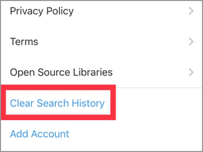 Instagram Settings Privacy Clear Search History