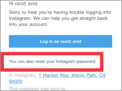 Instagram You can Reset your password