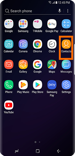 S9 Home Screen Contacts