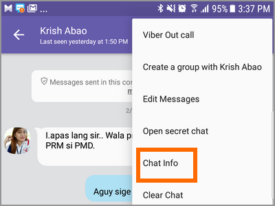 Viber Message Other Options Chat Info