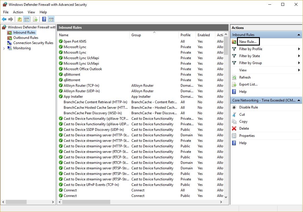 How to open a port on Windows Firewall