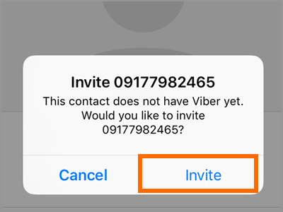 Viber More Add Contact Enter Phone Number done Invite