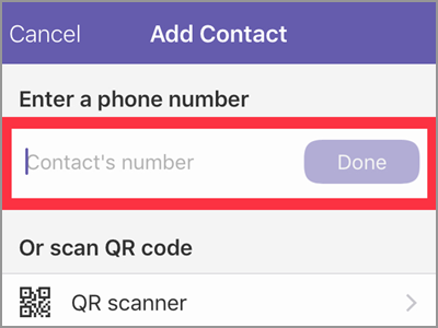 Viber More Add Contact Enter Phone Number