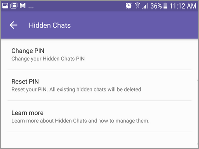 Viber More Settings Privacy Hidden Chats Interface