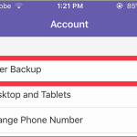 Viber Settings Account Backup