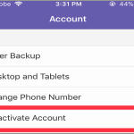 Viber more button Settings Device account