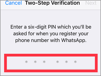 WhatsApp Settings Account Two Step Verification Enable 6 digit PIN