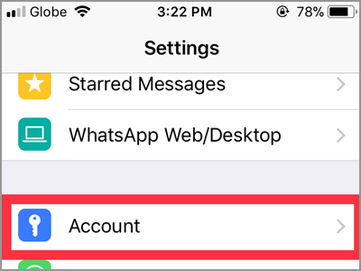 WhatsApp Settings Account