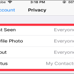 WhatsApp privacy Options