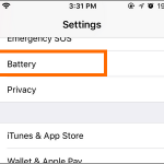 iPhone Settings Battery