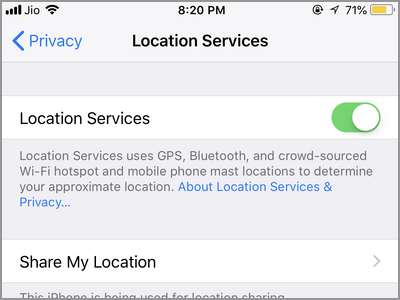 iPhone Settings Locatin Services