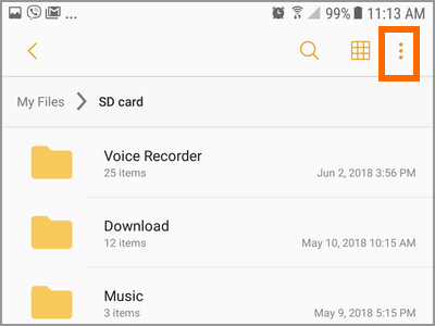 Android File Manager SD Card Storage More Settings