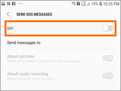 Android Settings Advanced Features Send SOS Messages Switch Menu