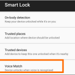 Android Settings Lock Screen And Security Smart Lock Voice Match Menu