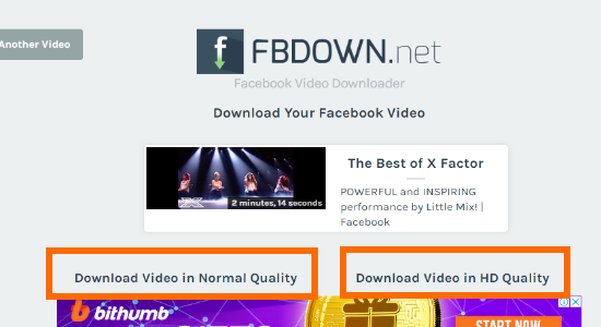 FBDown.Net Choose Video Quality