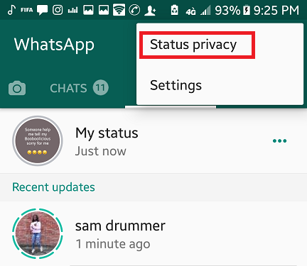 set status privacy on whatsapp