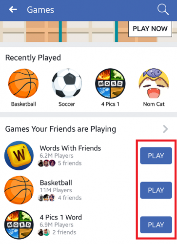 play games on facebook