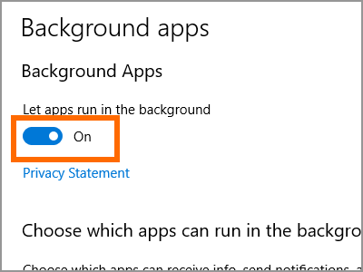 Windows 10 Settings Privacy Background Apps Toggle Switch