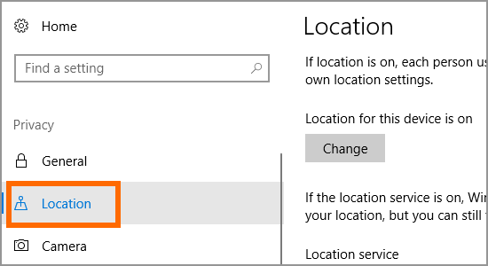 Windows 10 Start Menu Settings Location Pirvacy Location