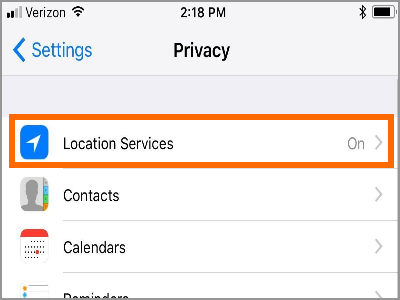 iPhone Settings Privacy Location Services