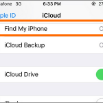 iPhone Settings iCloud Find My iPhone Switch