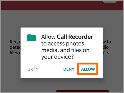 playstore auto call recorder Allow