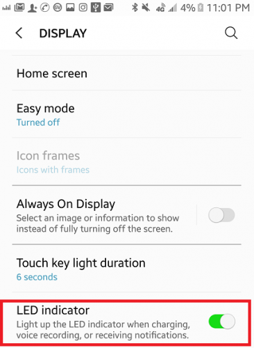 Turn On Led Indicator On Samsung