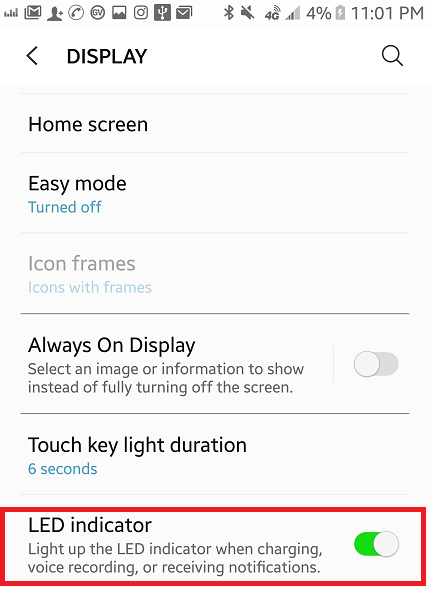 Turn On Led Indicator On Samsung