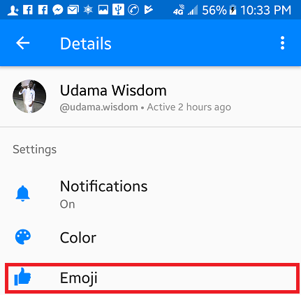 change thumbs up on Facebook messenger