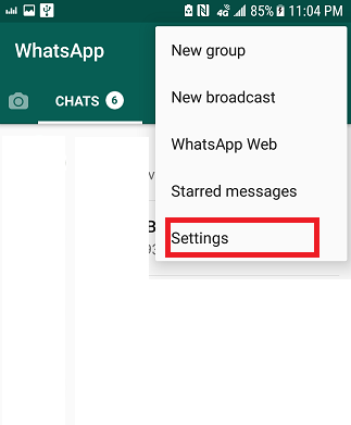 request account info on WhatsApp