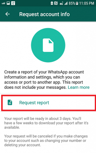 How To Request Account Info on WhatsApp
