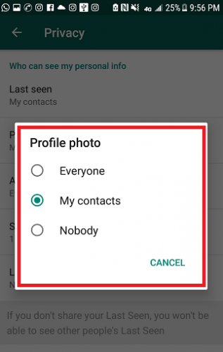 Hide WhatsApp Profile Picture