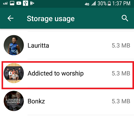 Clear Storage Usage On WhatsApp