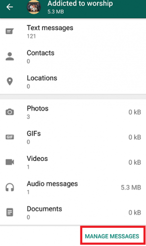 Clear Storage Usage On WhatsApp