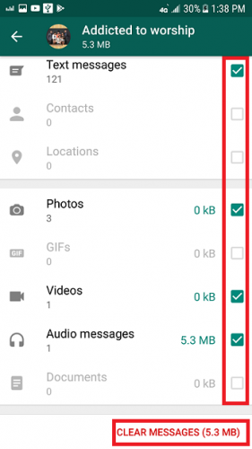 Clear Storage Usage On WhatsApp