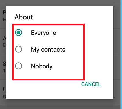 Hide About You On WhatsApp