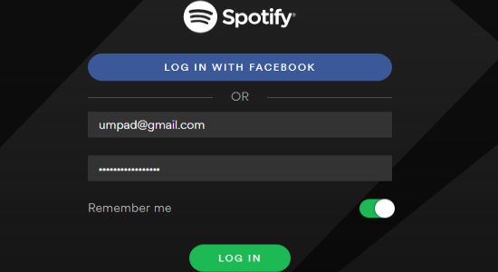 log in spotify