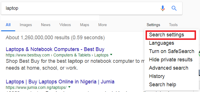 Change result per page on Google Search