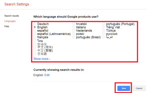 Change Google Search Language