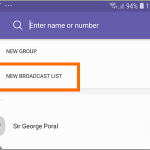 Viber Create New Broadcast List