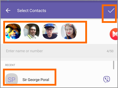 Viber Create New Broadcast List Select Contact