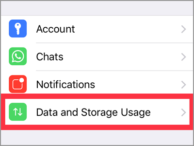 WhatsApp Settings Data and Storage Usage